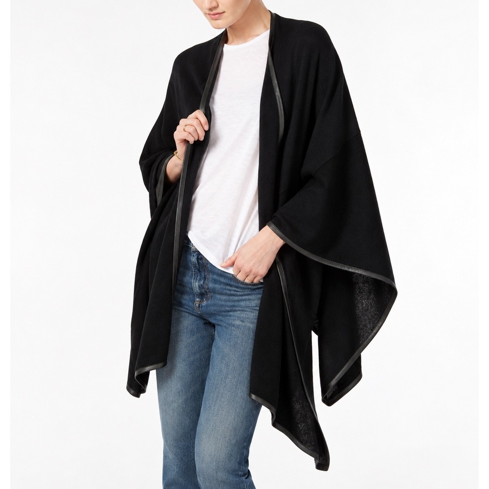Charter Club Luxury 100% Cashmere Black Poncho Shawl Sweater Womens One Size